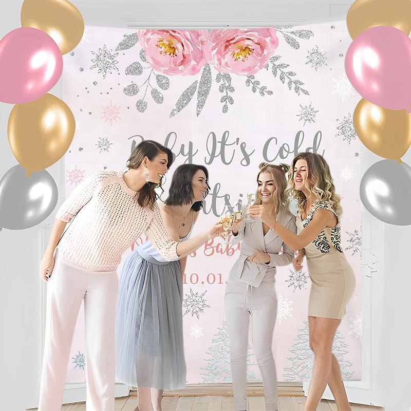 Lofaris Personalized Its Cold Outside Baby Shower Backdrop Decor