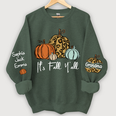 Lofaris Personalized Its Fall Yall Grandma And Grandkids Pumpkin autumn CL01 Sweatshirt