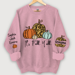 Lofaris Personalized Its Fall Yall Grandma And Grandkids Pumpkin autumn CL01 Sweatshirt