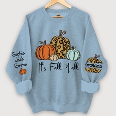 Lofaris Personalized Its Fall Yall Grandma And Grandkids Pumpkin autumn CL01 Sweatshirt