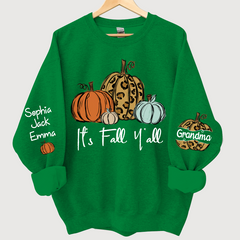 Lofaris Personalized Its Fall Yall Grandma And Grandkids Pumpkin autumn CL01 Sweatshirt
