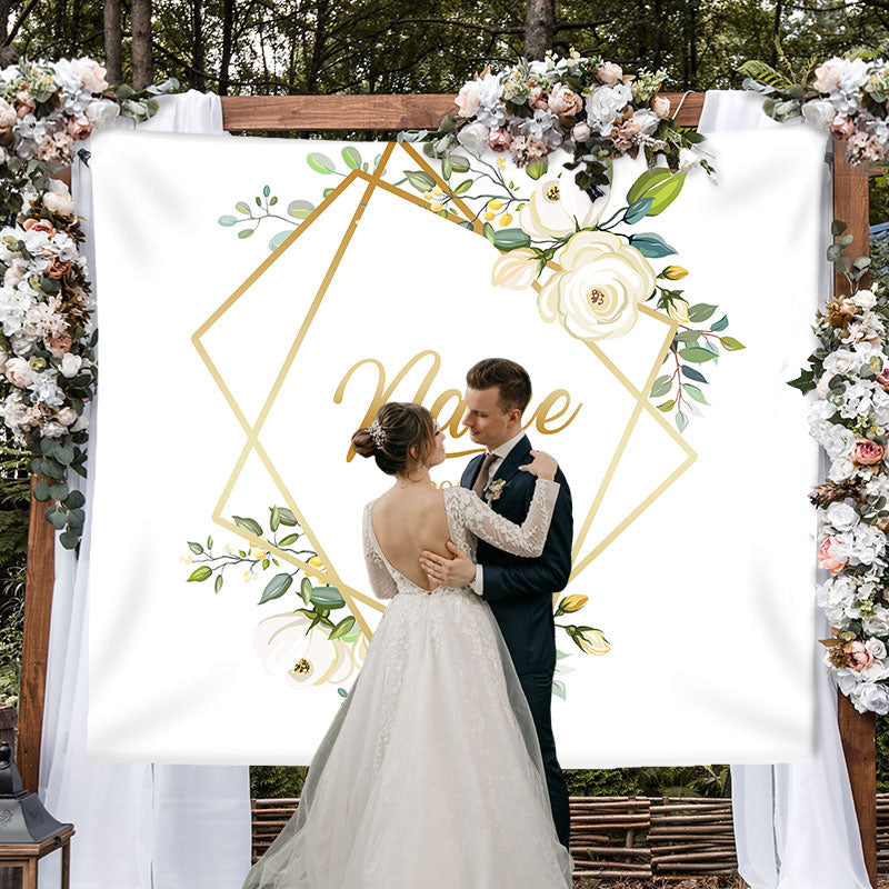 Lofaris Personalized Ivory Floral Wedding Backdrop