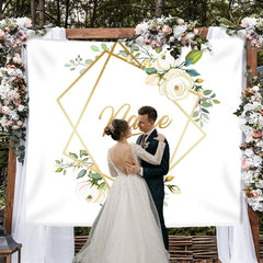 Lofaris Personalized Ivory Floral Wedding Backdrop