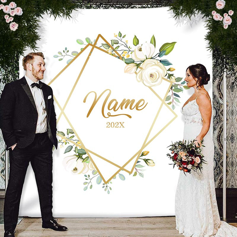Lofaris Personalized Ivory Floral Wedding Backdrop