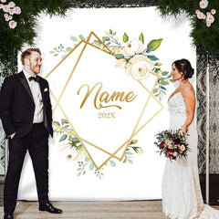 Lofaris Personalized Ivory Floral Wedding Backdrop
