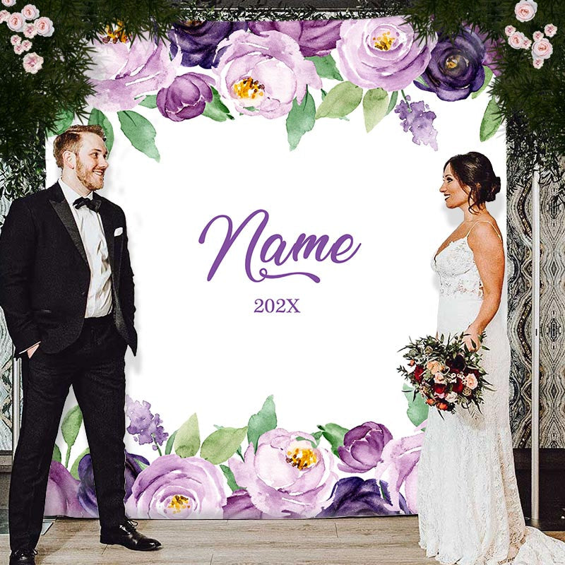 Lofaris Personalized Lavender Floral Wedding Backdrop