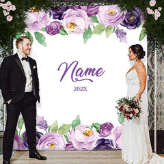 Lofaris Personalized Lavender Floral Wedding Backdrop