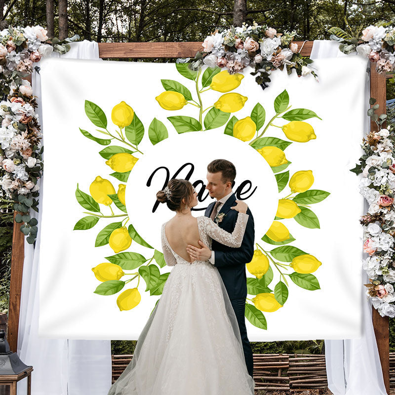 Lofaris Personalized Lemon Photo Wedding Backdrop