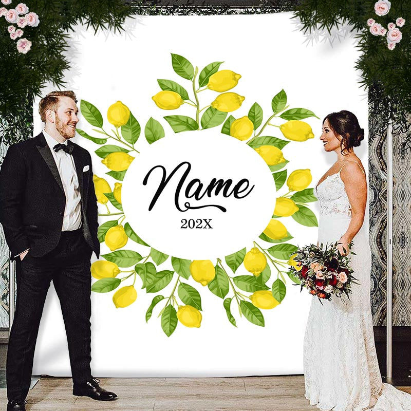 Lofaris Personalized Lemon Photo Wedding Backdrop