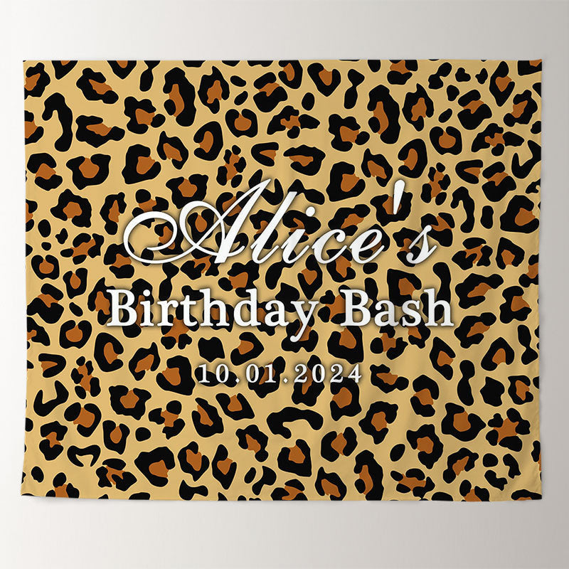 Lofaris Personalized Leopard Brown Birthday Bash Backdrop