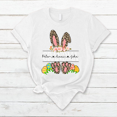 Lofaris Personalized Leopard Bunny Eggs Easter T-Shirt