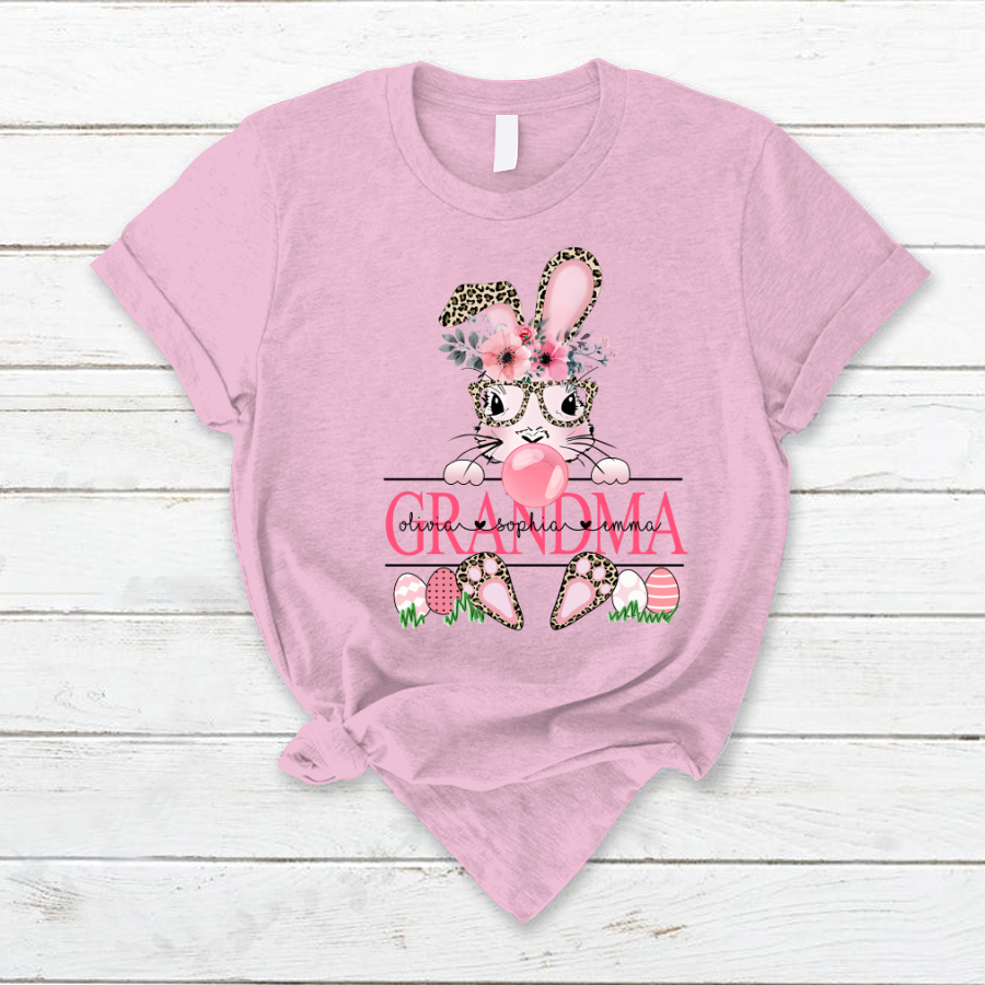 Lofaris Personalized Leopard Flower Easter Grandma T-Shirt