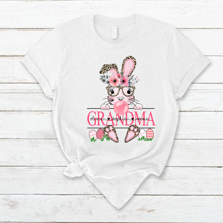 Lofaris Personalized Leopard Flower Easter Grandma T-Shirt