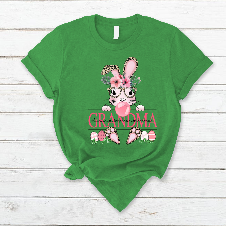 Lofaris Personalized Leopard Flower Easter Grandma T-Shirt