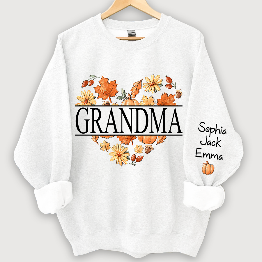Lofaris Personalized Love Fall Grandma Grandkids Sweatshirt
