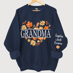 Lofaris Personalized Love Fall Grandma Grandkids Sweatshirt