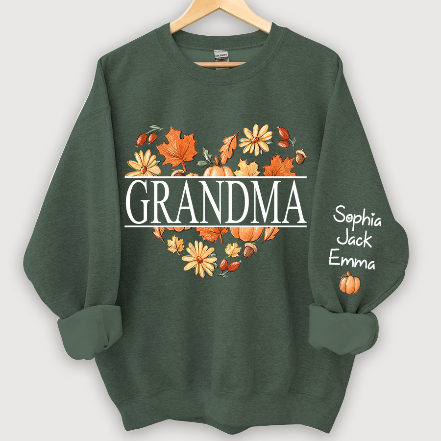 Lofaris Personalized Love Fall Grandma Grandkids Sweatshirt