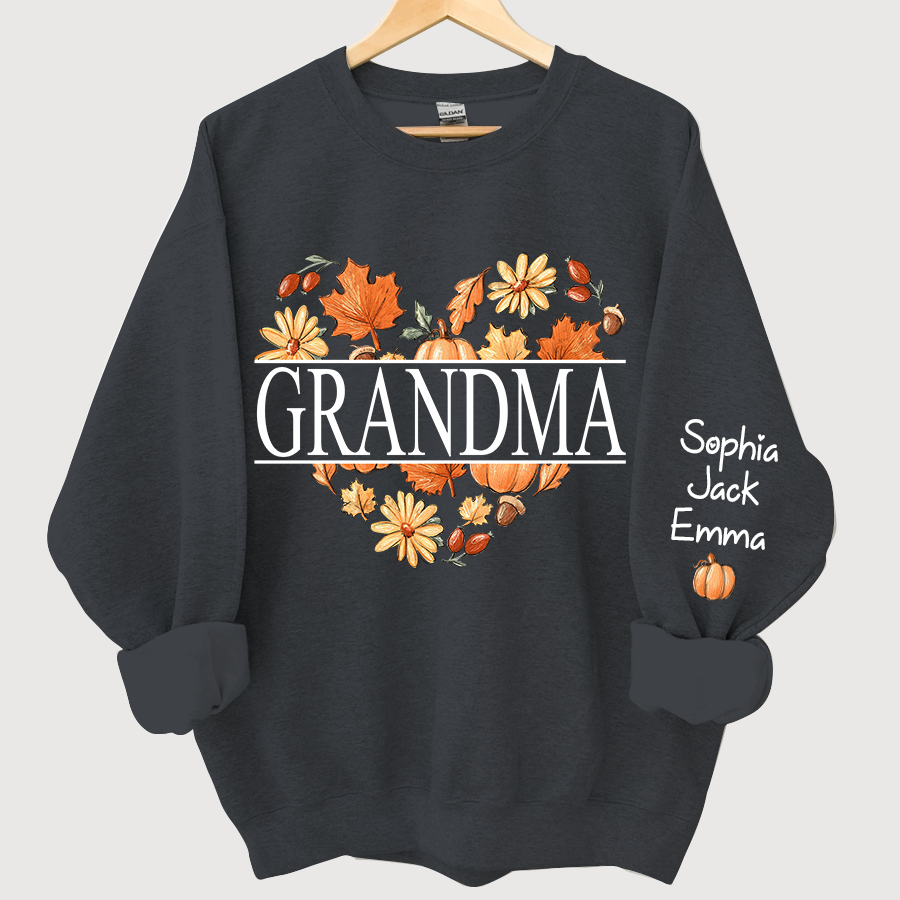 Lofaris Personalized Love Fall Grandma Grandkids Sweatshirt