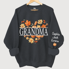Lofaris Personalized Love Fall Grandma Grandkids Sweatshirt