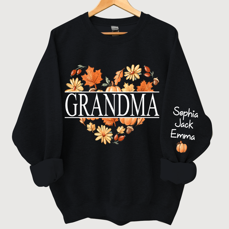 Lofaris Personalized Love Fall Grandma Grandkids Sweatshirt