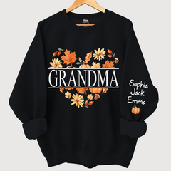 Lofaris Personalized Love Fall Grandma Grandkids Sweatshirt