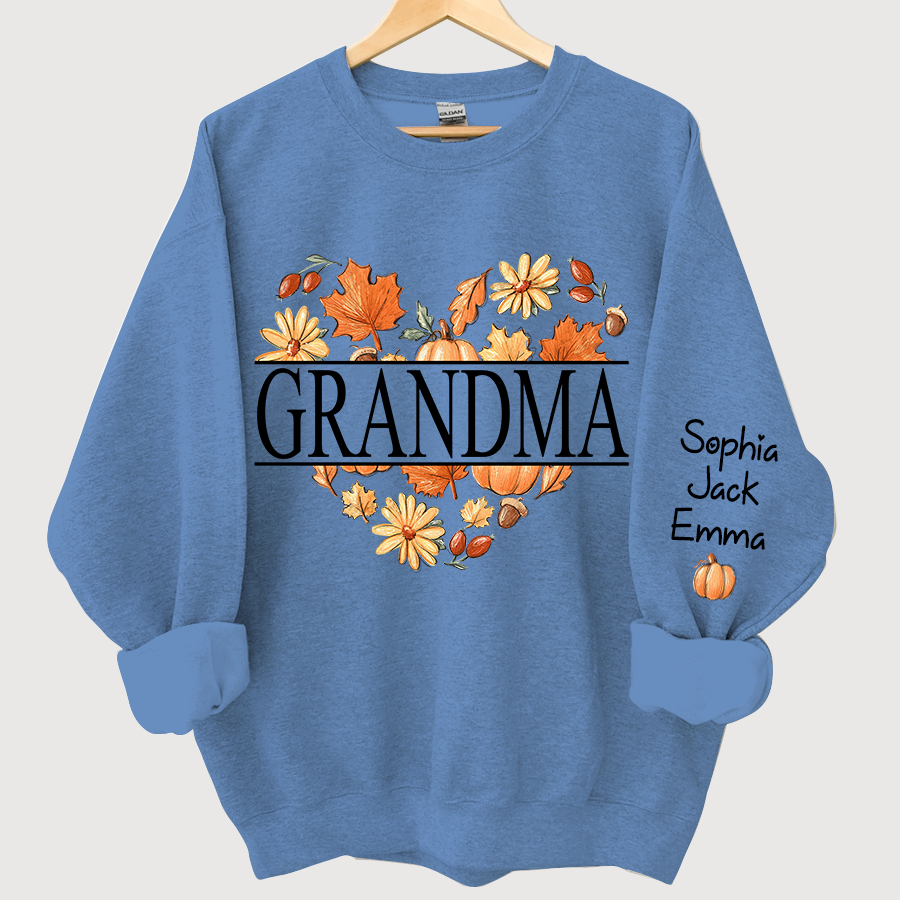 Lofaris Personalized Love Fall Grandma Grandkids Sweatshirt
