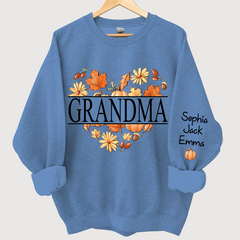 Lofaris Personalized Love Fall Grandma Grandkids Sweatshirt