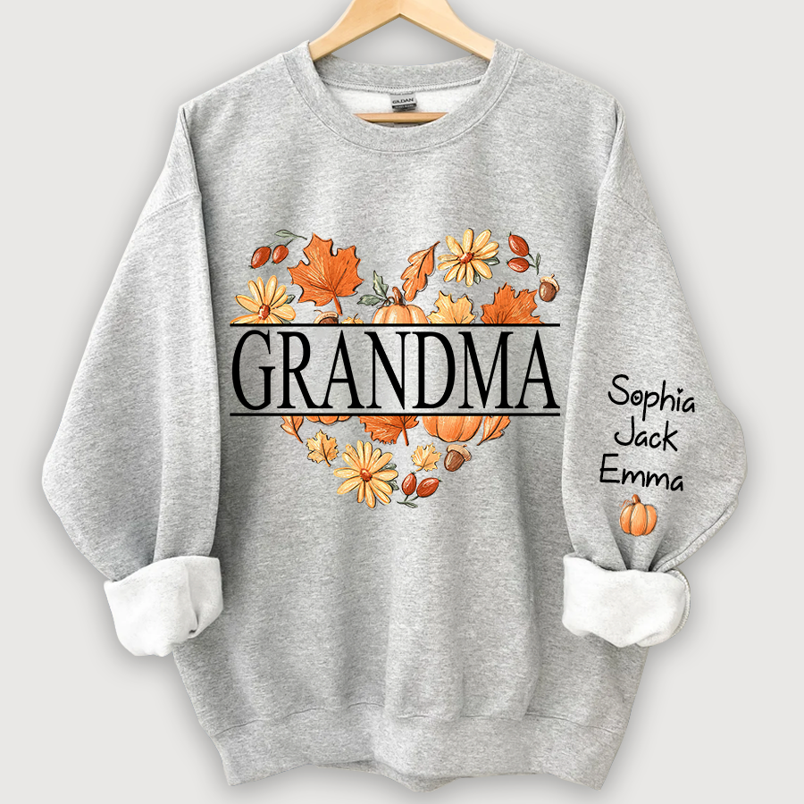 Lofaris Personalized Love Fall Grandma Grandkids Sweatshirt