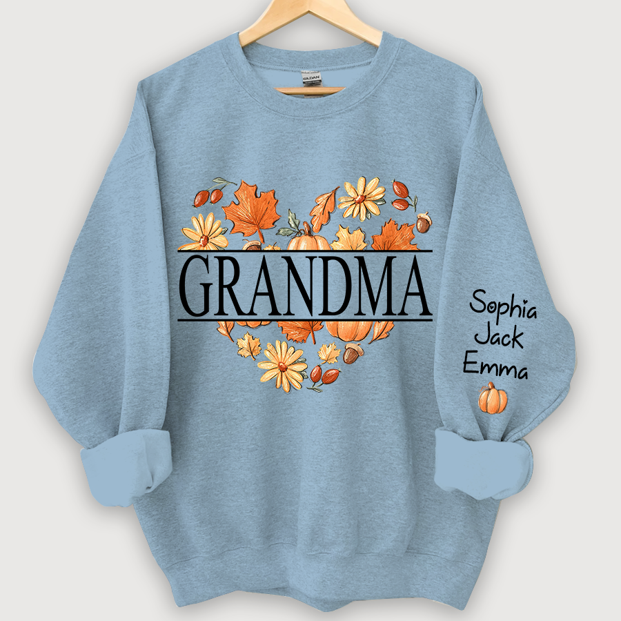 Lofaris Personalized Love Fall Grandma Grandkids Sweatshirt