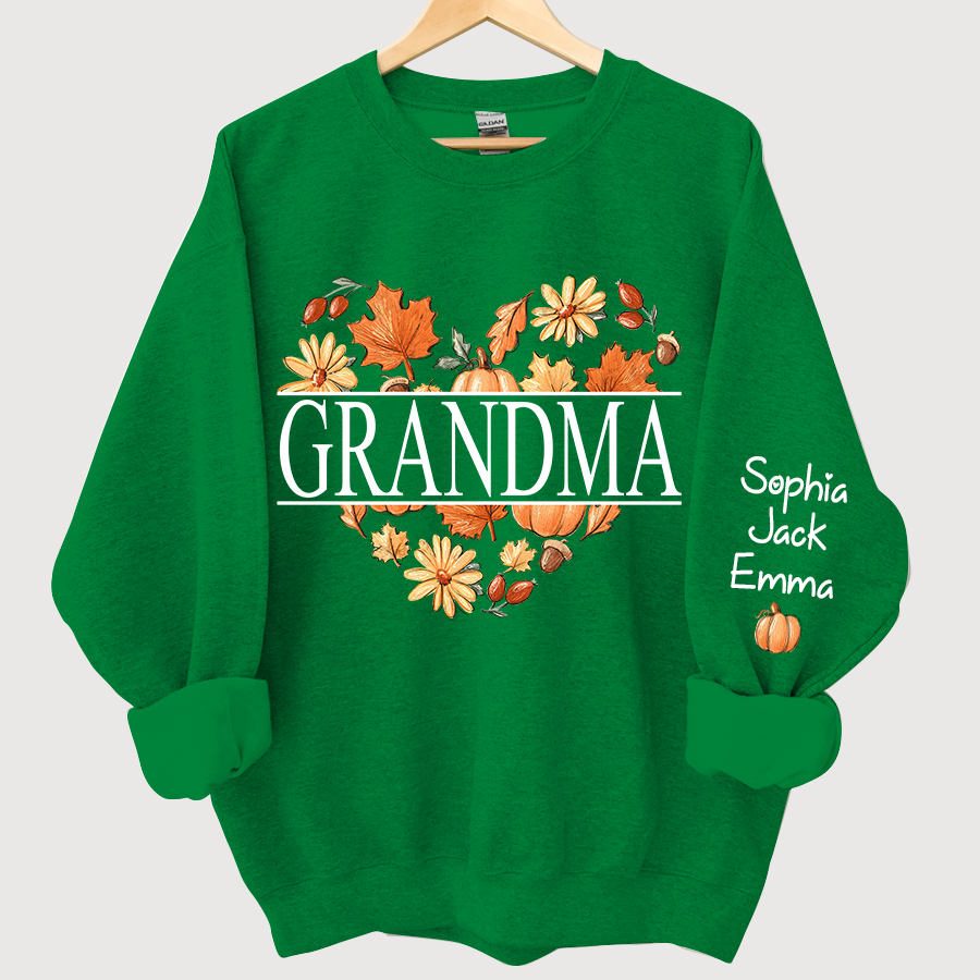 Lofaris Personalized Love Fall Grandma Grandkids Sweatshirt