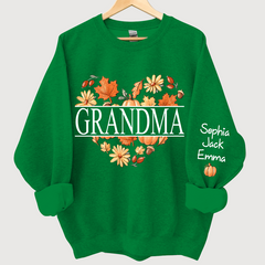 Lofaris Personalized Love Fall Grandma Grandkids Sweatshirt