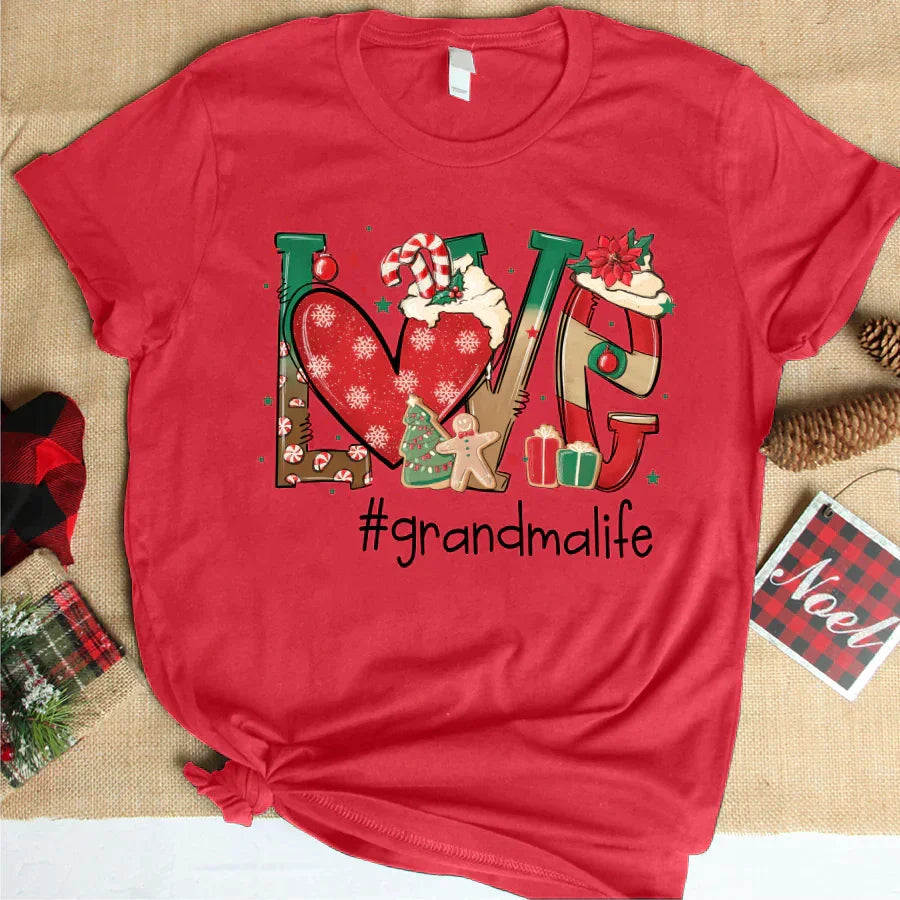 Lofaris Personalized Love Grandma Life Christmas T-Shirt
