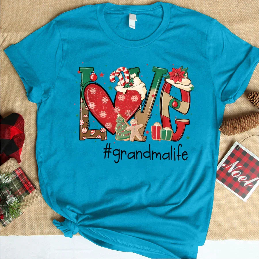 Lofaris Personalized Love Grandma Life Christmas T-Shirt