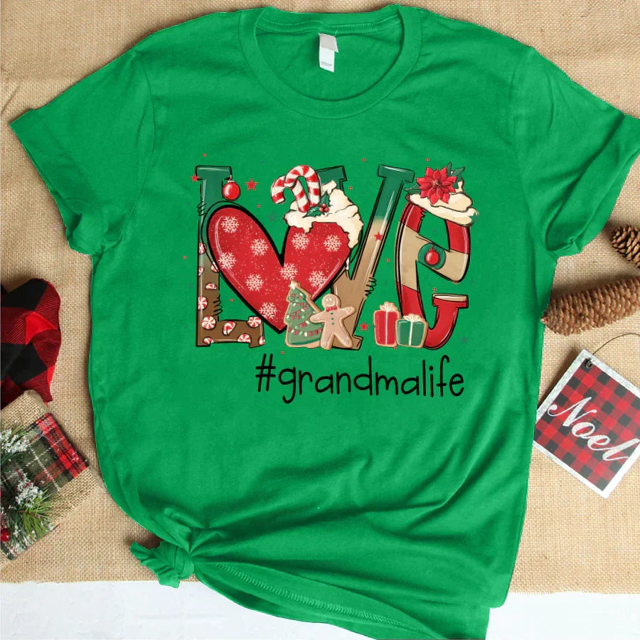 Lofaris Personalized Love Grandma Life Christmas T-Shirt