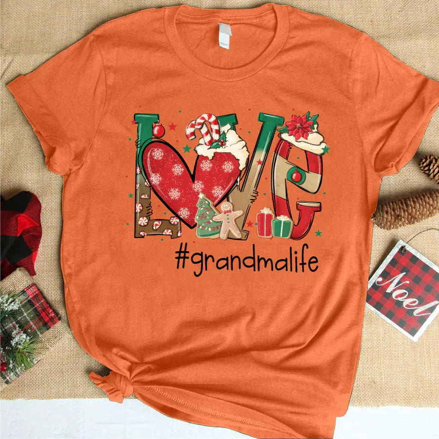 Lofaris Personalized Love Grandma Life Christmas T-Shirt