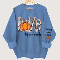 Lofaris Personalized Love Grandmalife Pumpkin And Grandkids Sweatshirt