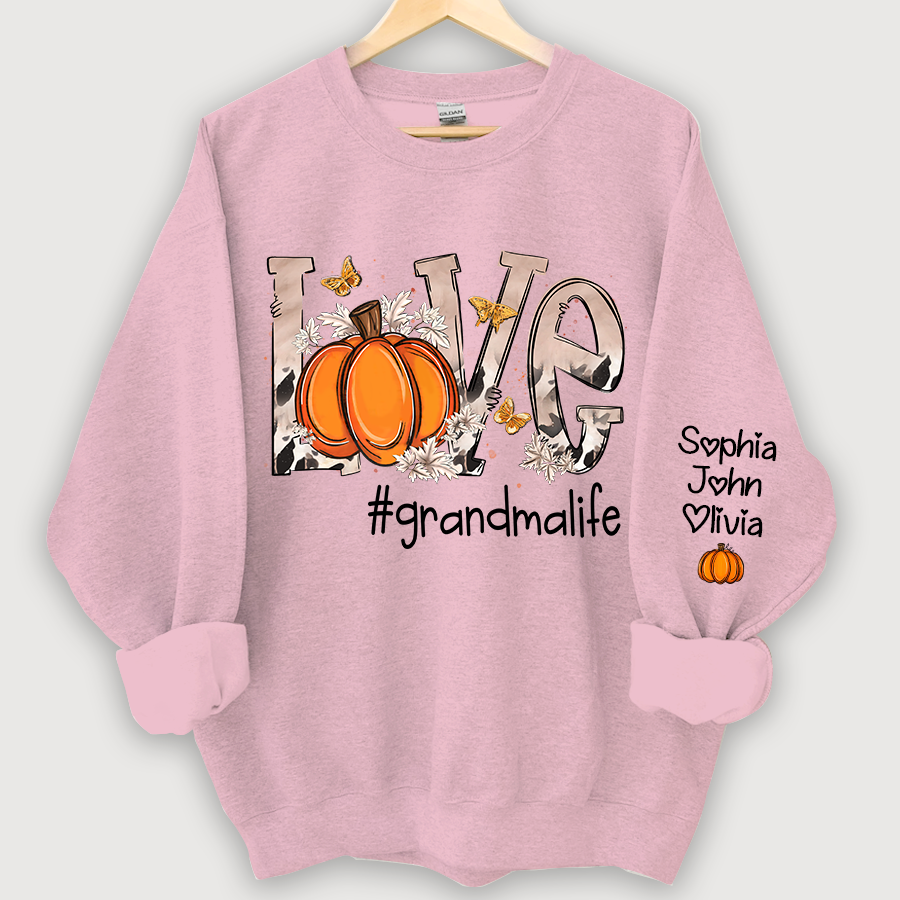 Lofaris Personalized Love Grandmalife Pumpkin And Grandkids Sweatshirt