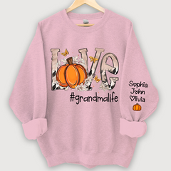 Lofaris Personalized Love Grandmalife Pumpkin And Grandkids Sweatshirt