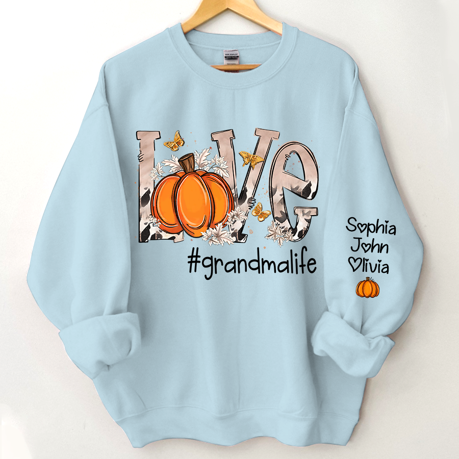 Lofaris Personalized Love Grandmalife Pumpkin And Grandkids Sweatshirt