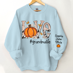 Lofaris Personalized Love Grandmalife Pumpkin And Grandkids Sweatshirt