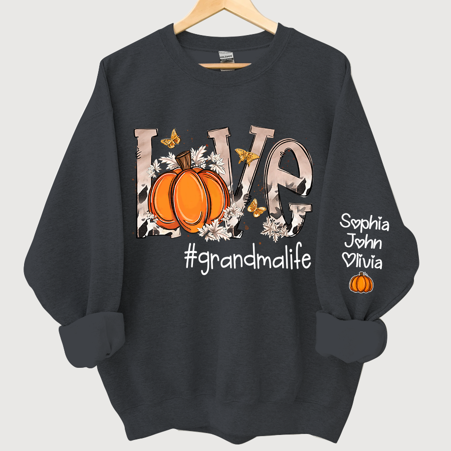 Lofaris Personalized Love Grandmalife Pumpkin And Grandkids Sweatshirt