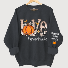 Lofaris Personalized Love Grandmalife Pumpkin And Grandkids Sweatshirt
