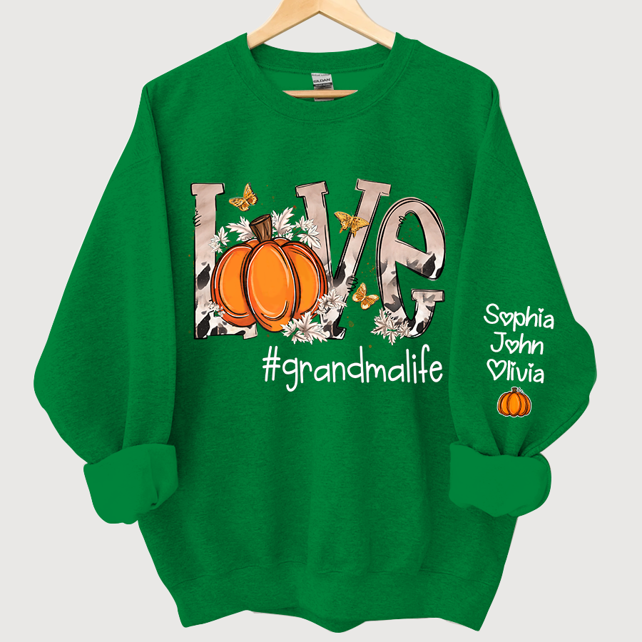 Lofaris Personalized Love Grandmalife Pumpkin And Grandkids Sweatshirt
