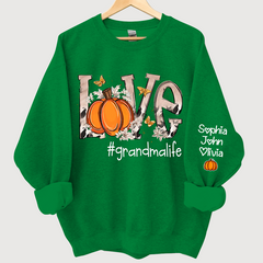 Lofaris Personalized Love Grandmalife Pumpkin And Grandkids Sweatshirt