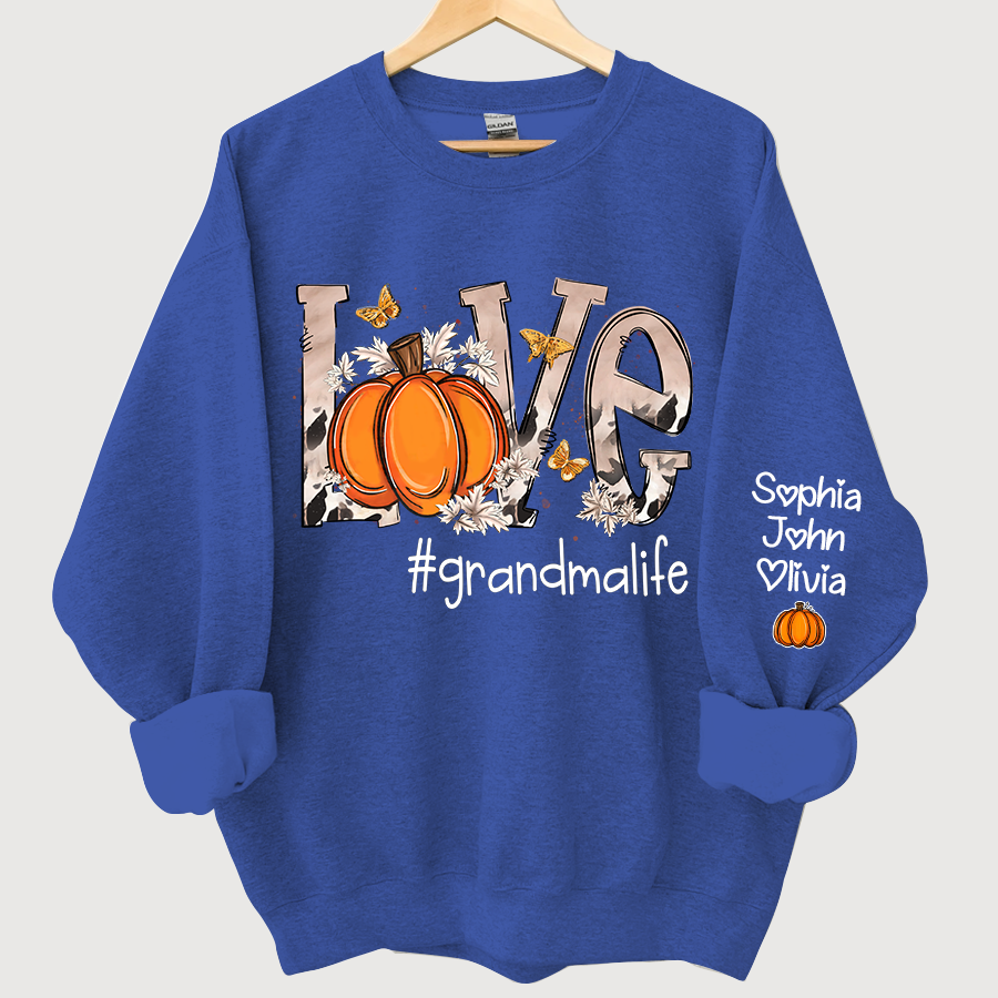 Lofaris Personalized Love Grandmalife Pumpkin And Grandkids Sweatshirt