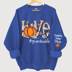 Lofaris Personalized Love Grandmalife Pumpkin And Grandkids Sweatshirt