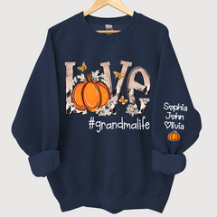 Lofaris Personalized Love Grandmalife Pumpkin And Grandkids Sweatshirt