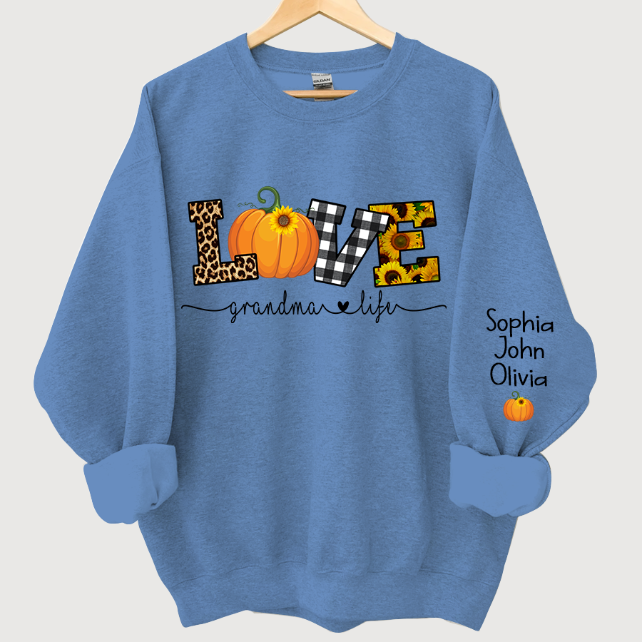 Lofaris Personalized Love Grandmalife Pumpkin Autumn And Grandkids Sweatshirt