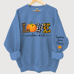 Lofaris Personalized Love Grandmalife Pumpkin Autumn And Grandkids Sweatshirt
