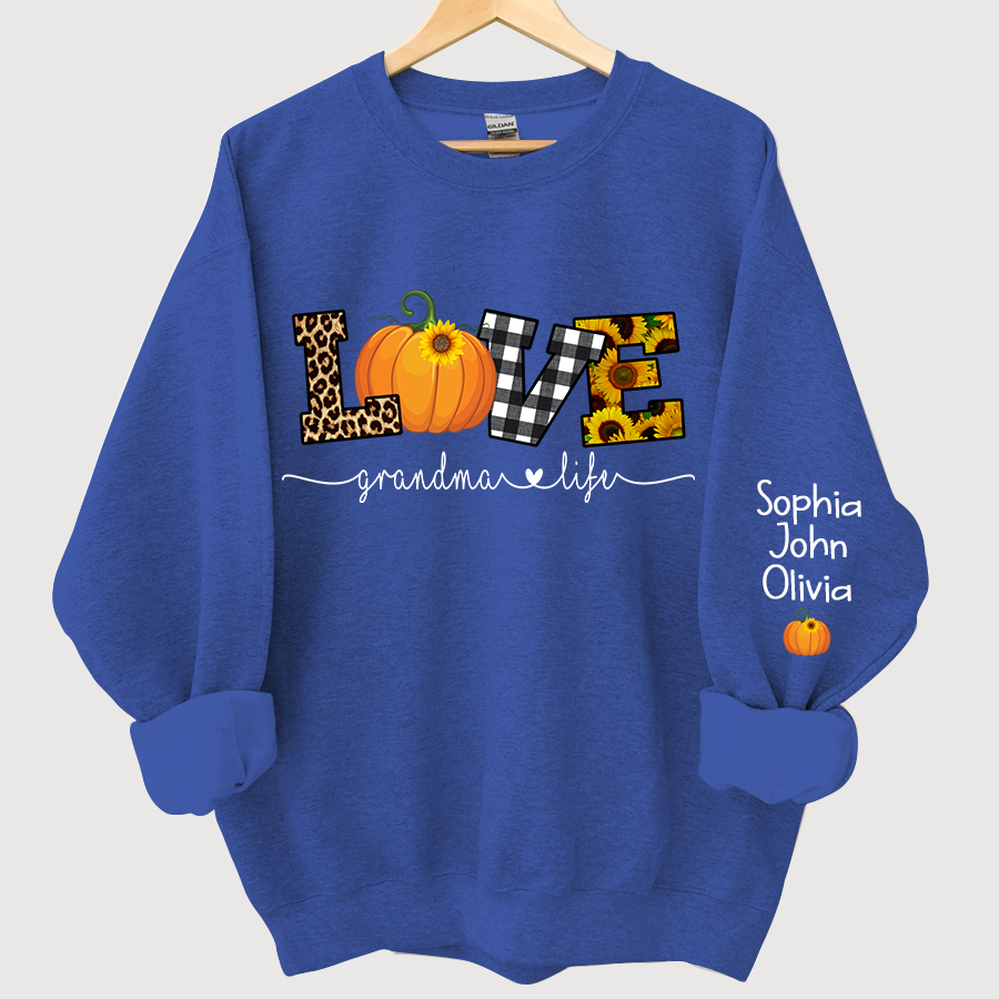 Lofaris Personalized Love Grandmalife Pumpkin Autumn And Grandkids Sweatshirt